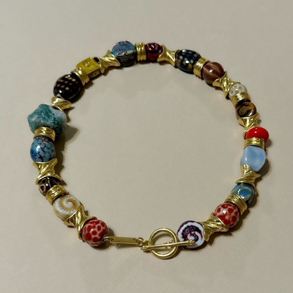 Boho stone beaded necklace N619 - Picture 3 of 5